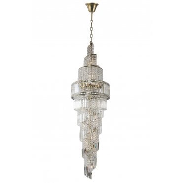 Isla 24 Light 2200mm Crystal Antique Brass