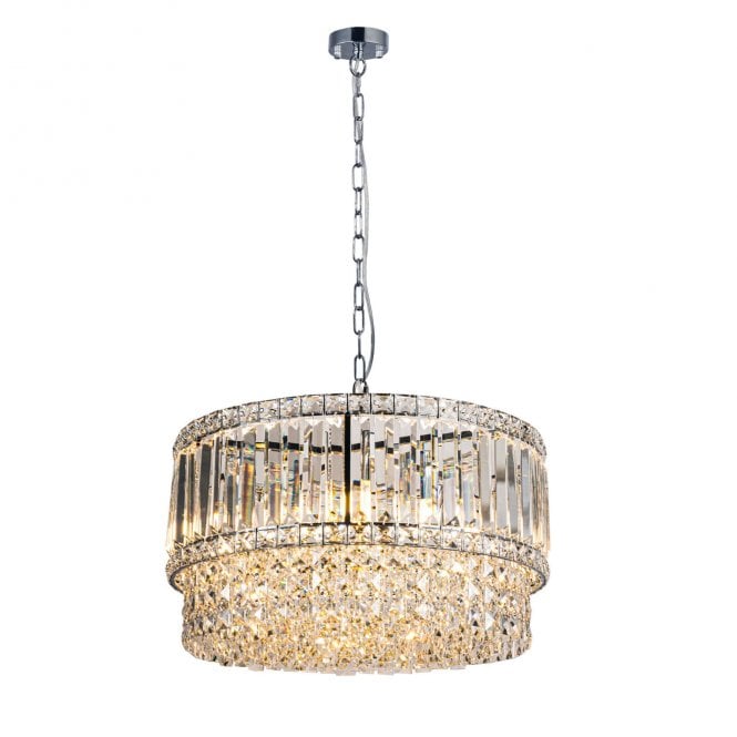 Magnalux ISLA 6 Light Polished Chrome with Crystal Pendant