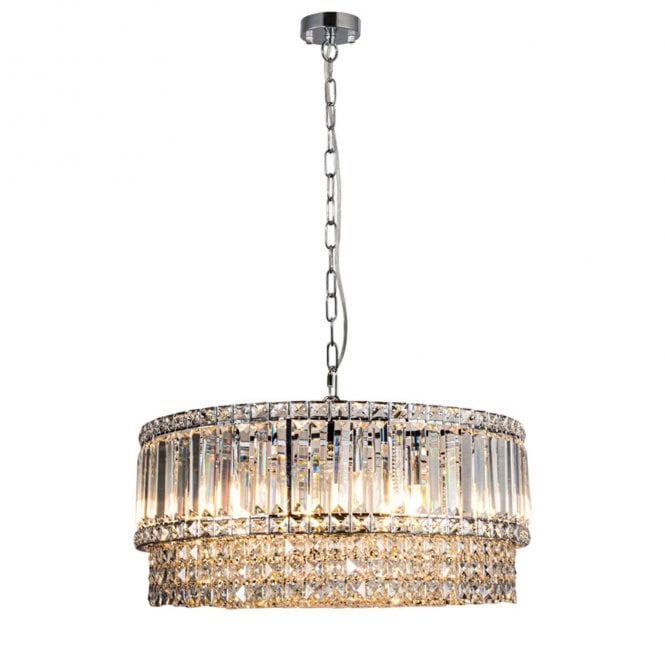 Magnalux ISLA 9 Light Polished Chrome with Crystal Pendant