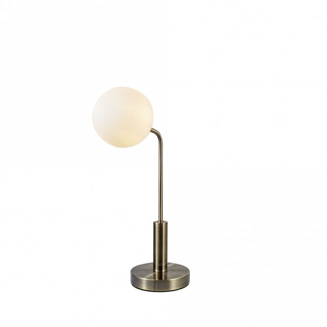 Magnalux Lando Antique Brass Table Light with Opal Ball