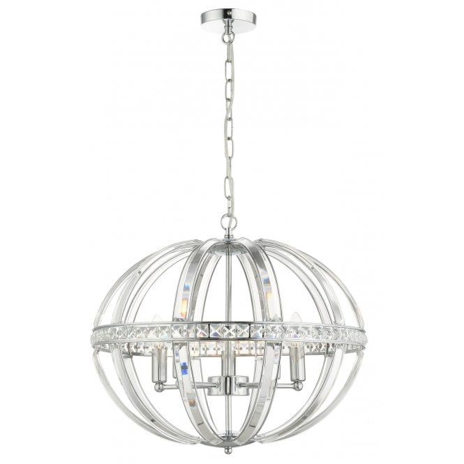 Magnalux Laura 5 Light Oval Pendant Polished Chrome