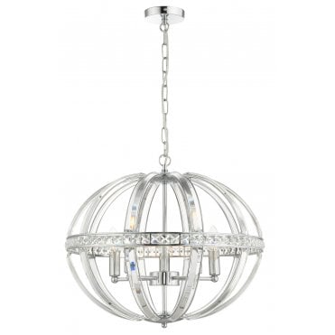 Laura 5 Light Oval Pendant Polished Chrome