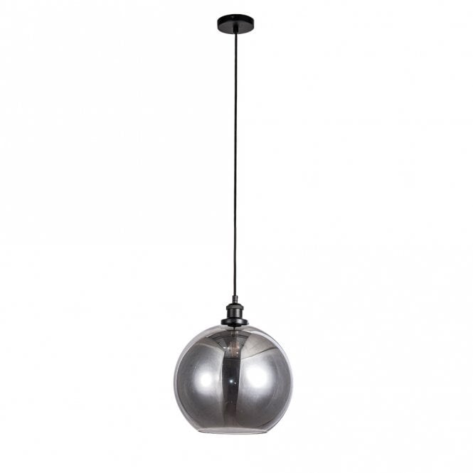 Magnalux Lewis 1 Light Medium Glass Ball Pendant Matt Black