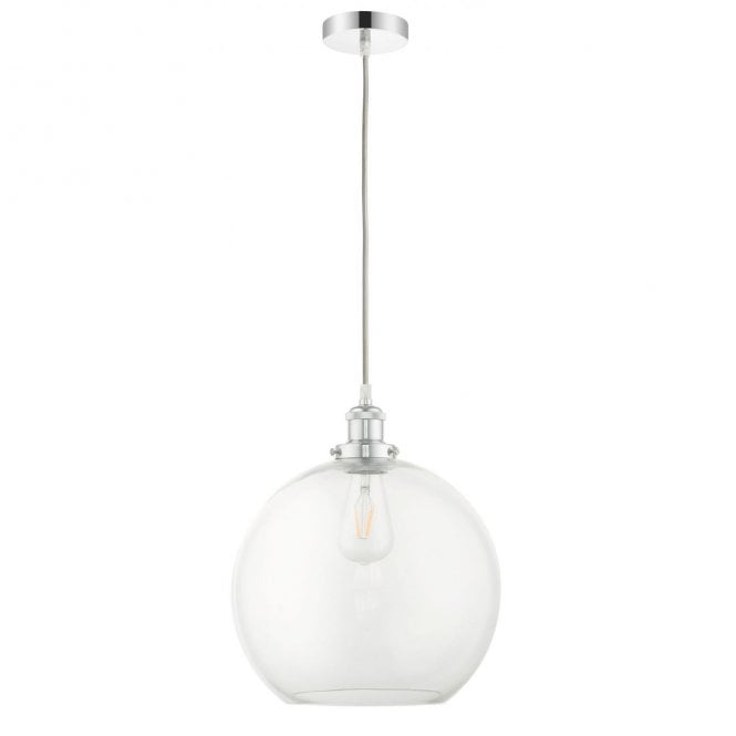 Magnalux Lewis 1 Light Medium Glass Ball Pendant Polished Chrome