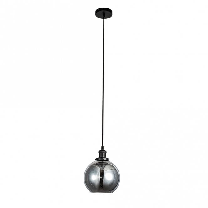 Magnalux Lewis 1 Light Small Glass Ball Pendant Matt Black