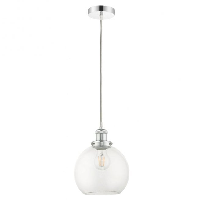 Magnalux Lewis 1 Light Small Glass Ball Pendant Polished Chrome