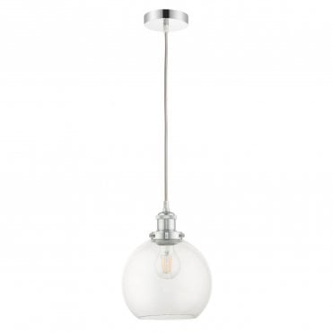 Lewis 1 Light Small Glass Ball Pendant Polished Chrome