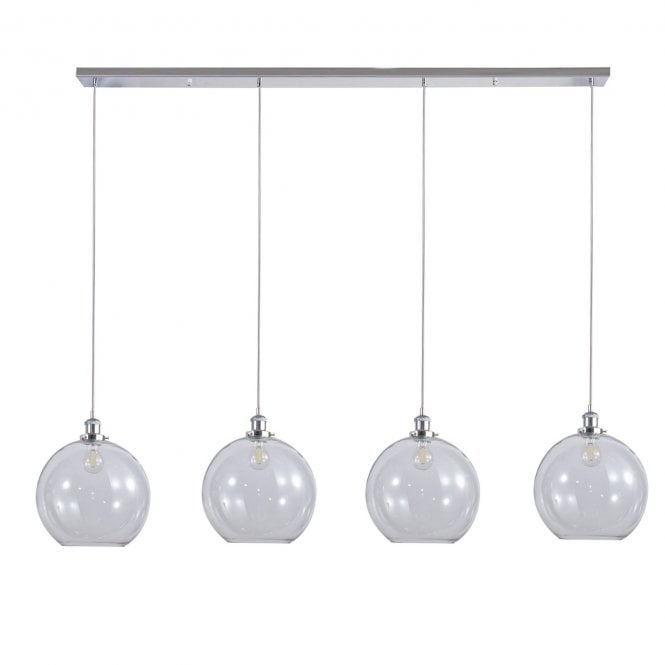 Magnalux Lewis 4 Light Bar Medium Glass Ball Pendant Polished Chrome