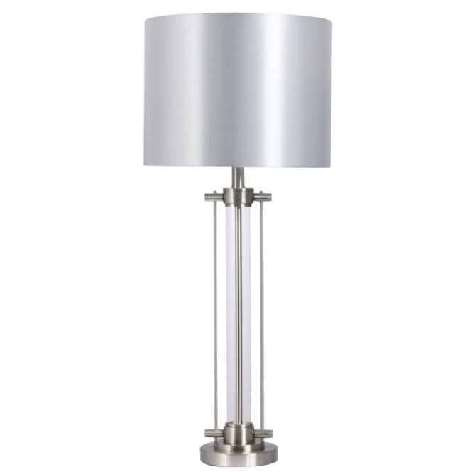 Magnalux Malone Satin Chrome Table Lamp with Shade