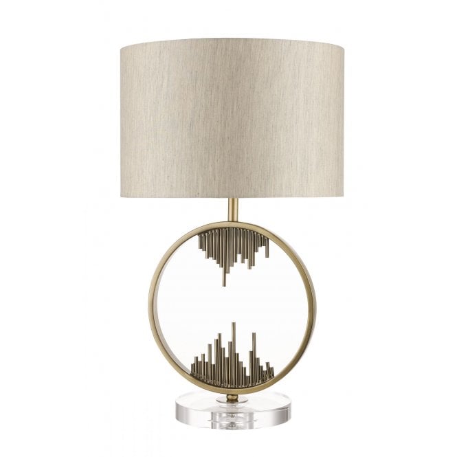 Magnalux Manhatten Antique Brass and Crystal Table Lamp c/w Shade