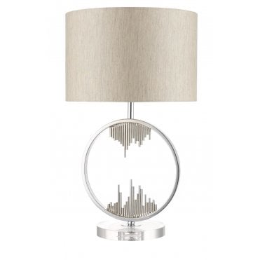 Manhatten Polished Chrome and Crystal Table Lamp c/w Shade