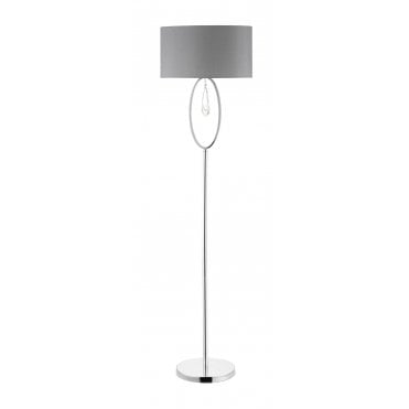 Markle Polished Chrome and Crystal Floor Lamp c/w Oval Shade