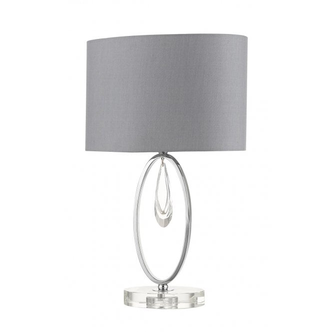 Magnalux Markle Polished Chrome and Crystal Table Lamp c/w Oval Shade