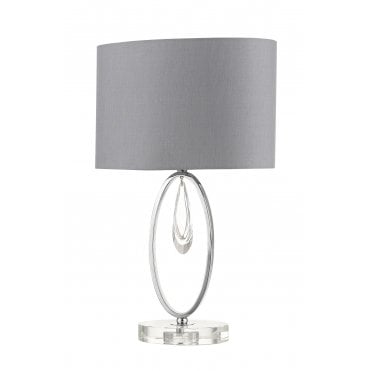 Markle Polished Chrome and Crystal Table Lamp c/w Oval Shade