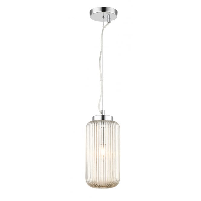 Magnalux Mason 1 Light Amber Ribbed Glass Pendant