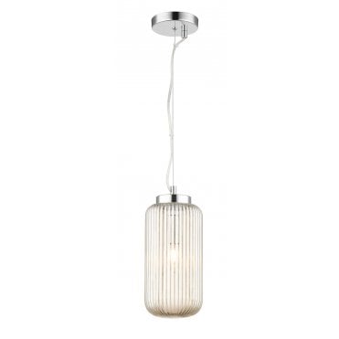 Mason 1 Light Amber Ribbed Glass Pendant