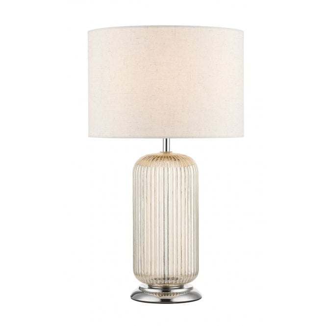 Magnalux Mason Amber Ribbed Glass Table Lamp c/w Shade