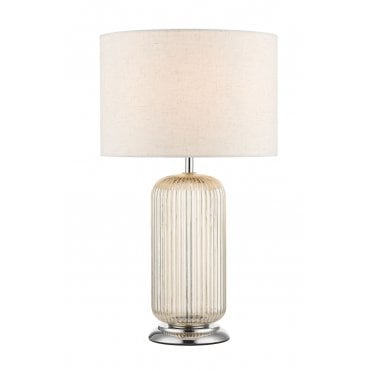 Mason Amber Ribbed Glass Table Lamp c/w Shade