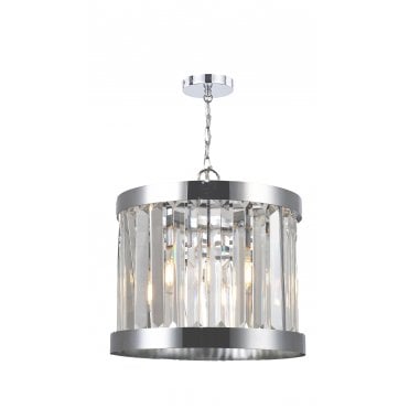 Pandora 1 Light Crystal Pendant Polished Chrome