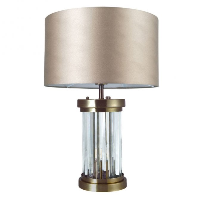 Magnalux Pandora 2 Light Crystal Table Lamp Antique Brass