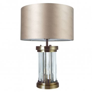 Pandora 2 Light Crystal Table Lamp Antique Brass