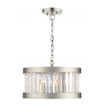 Pandora 3 Light Crystal Pendant Satin Chrome