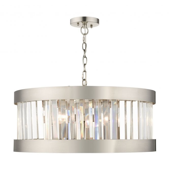 Magnalux Pandora 5 Light Crystal Pendant Satin Chrome