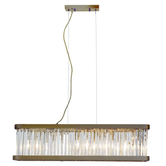 Magnalux Pandora 5 Light Long Crystal Bar Pendant Antique Brass