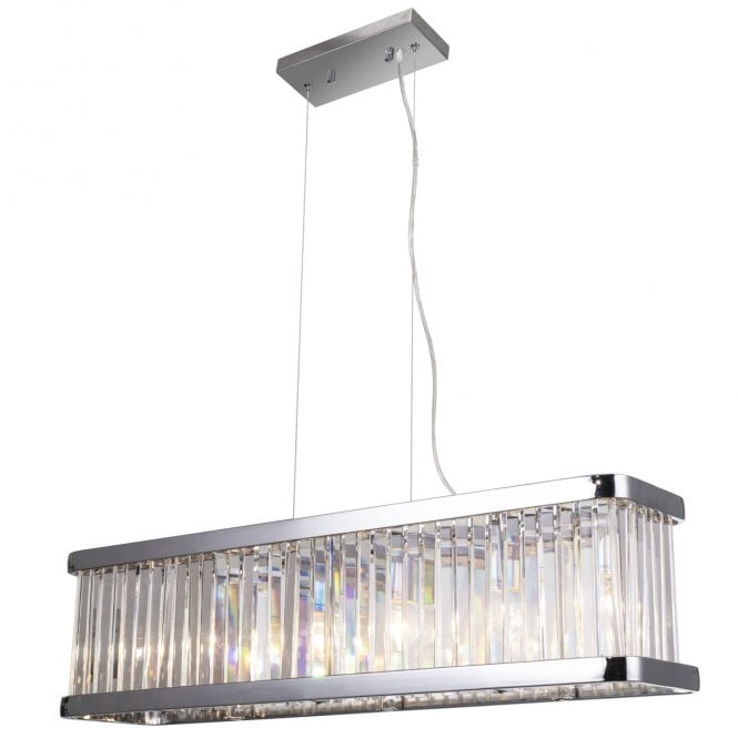 Magnalux Pandora 5 Light Long Crystal Bar Pendant Polished Chrome