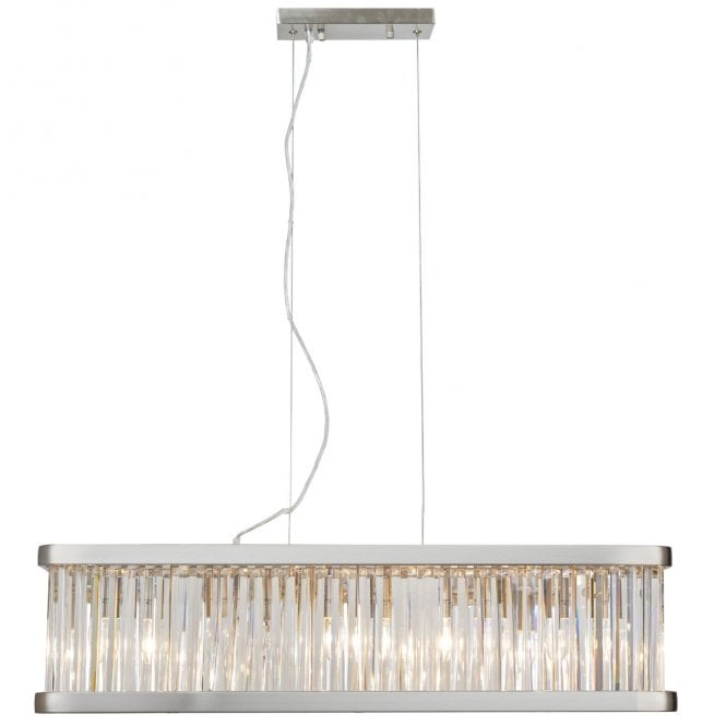 Magnalux Pandora 5 Light Long Crystal Bar Pendant Satin Chrome