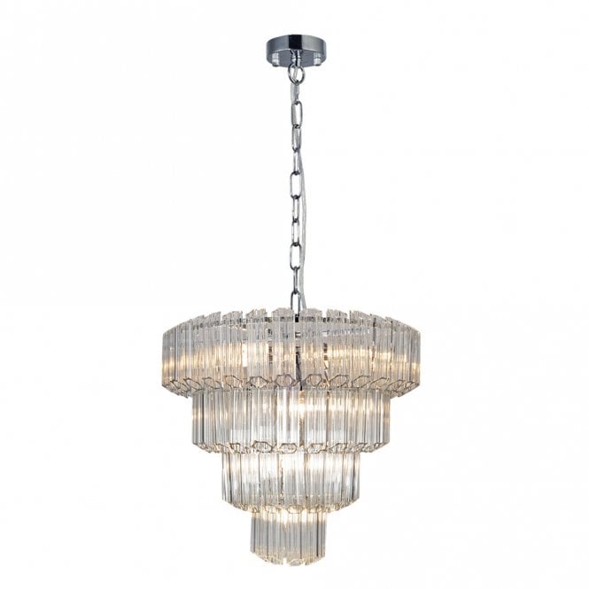 Magnalux Pierre 11  Light Polished Chrome Crystal Ceiling Pendant
