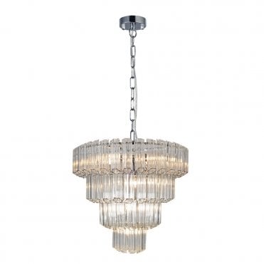 Pierre 11  Light Polished Chrome Crystal Ceiling Pendant