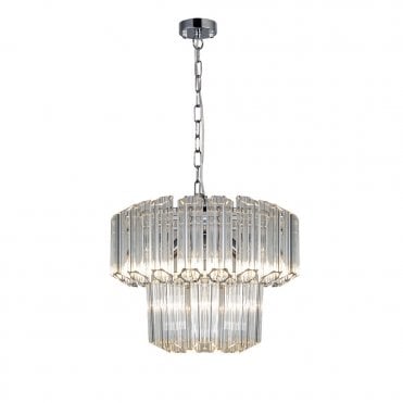 Pierre 4 Light Polished Chrome Crystal Ceiling Pendant