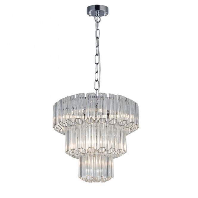 Magnalux Pierre 7 Light Polished Chrome Crystal Ceiling Pendant
