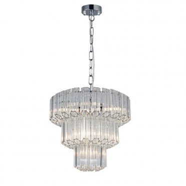 Pierre 7 Light Polished Chrome Crystal Ceiling Pendant