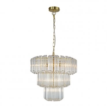 Pierre 7 Light Satin Brass Crystal Ceiling Pendant