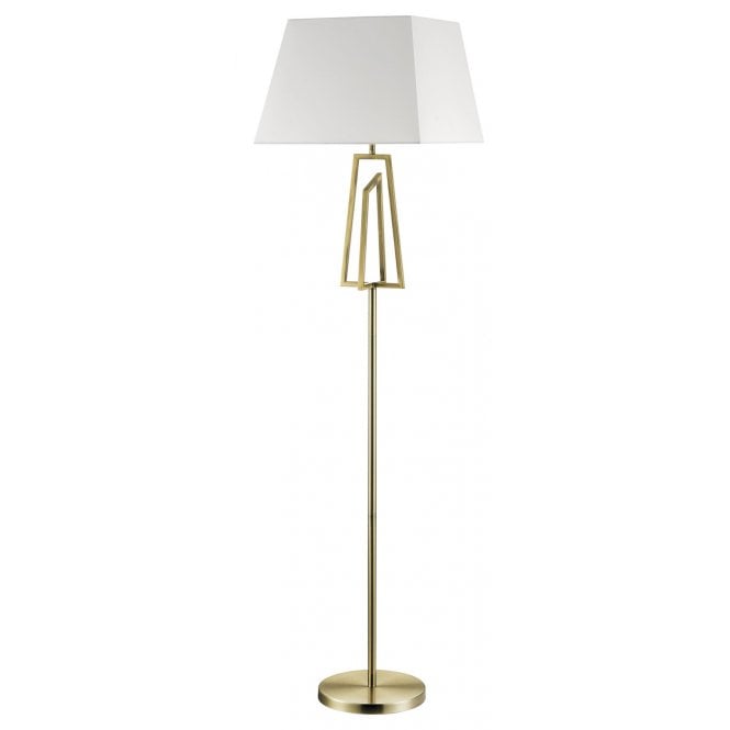Magnalux Plaza Antique Brass Floor Lamp c/w Square Shade