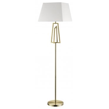 Plaza Antique Brass Floor Lamp c/w Square Shade