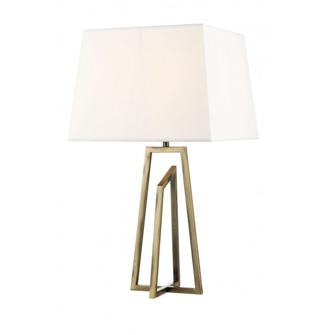 Magnalux Plaza Antique Brass Table Lamp c/w Square Shade