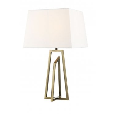 Plaza Antique Brass Table Lamp c/w Square Shade