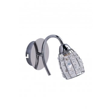 Roma 1 Light Polished Chrome Wall Light with Crystal Shade