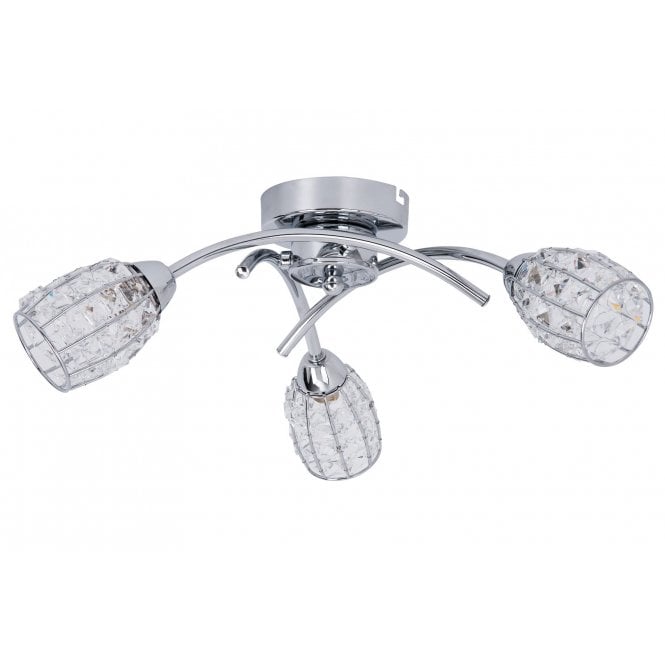 Magnalux Roma 3 Light Polished Chrome with Crystal Shade