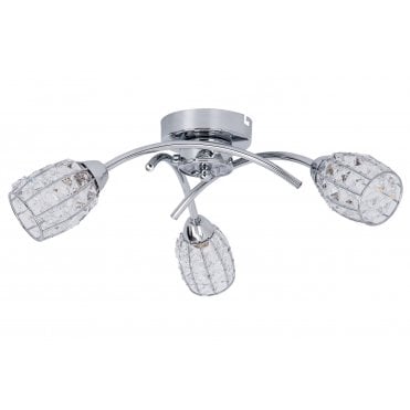 Roma 3 Light Polished Chrome with Crystal Shade