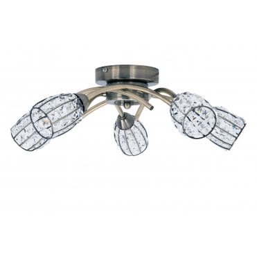 Roma 5 Light Antique Brass with Crystal Shade