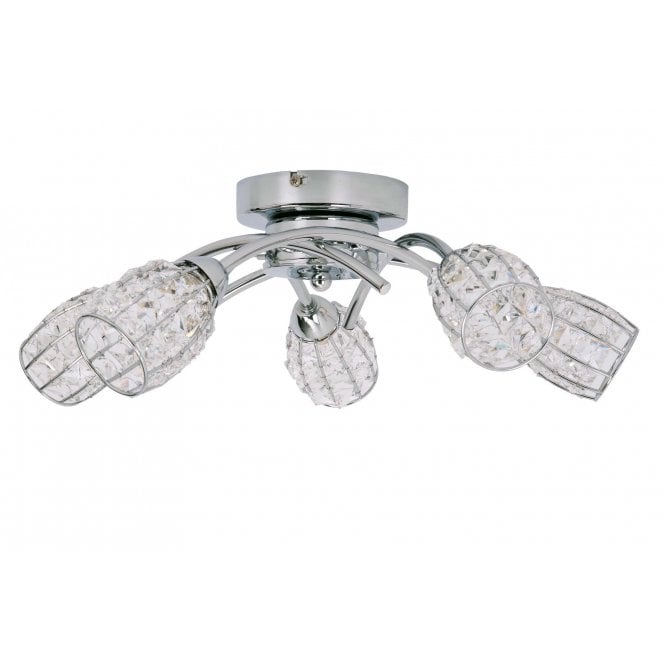 Magnalux Roma 5 Light Polished Chrome with Crystal Shade