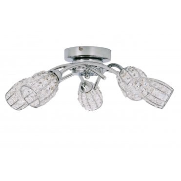 Roma 5 Light Polished Chrome with Crystal Shade