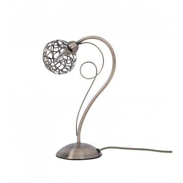 Ronda 1 Light Antique Brass Table Lamp with Mesh Ball Shade