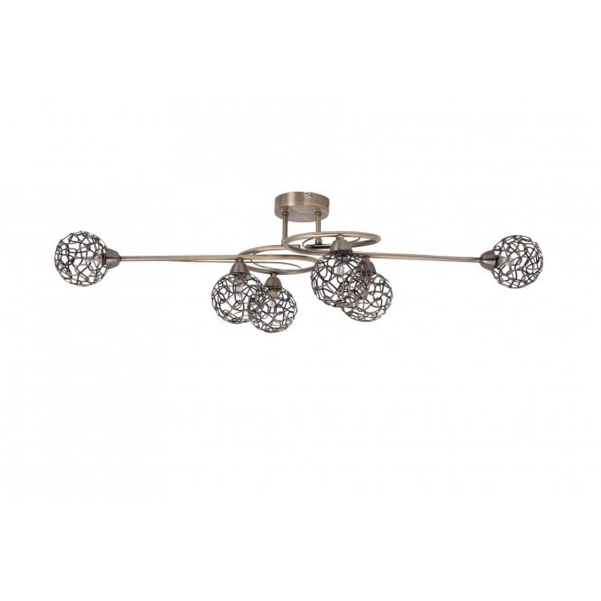 Magnalux Ronda 6 Light Antique Brass with Mesh Ball Shade