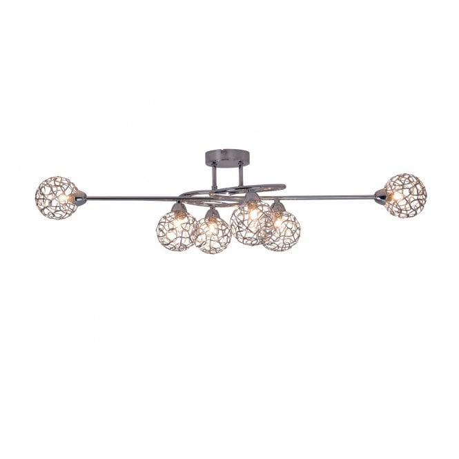 Magnalux Ronda 6 Light Polished Chrome with Mesh Ball Shade