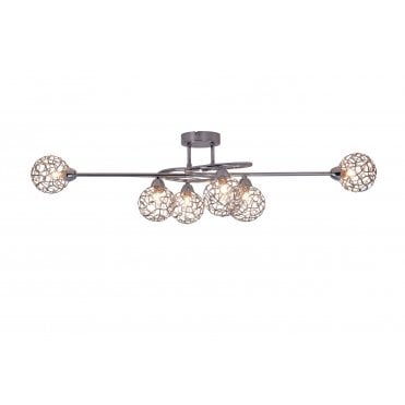 Ronda 6 Light Polished Chrome with Mesh Ball Shade